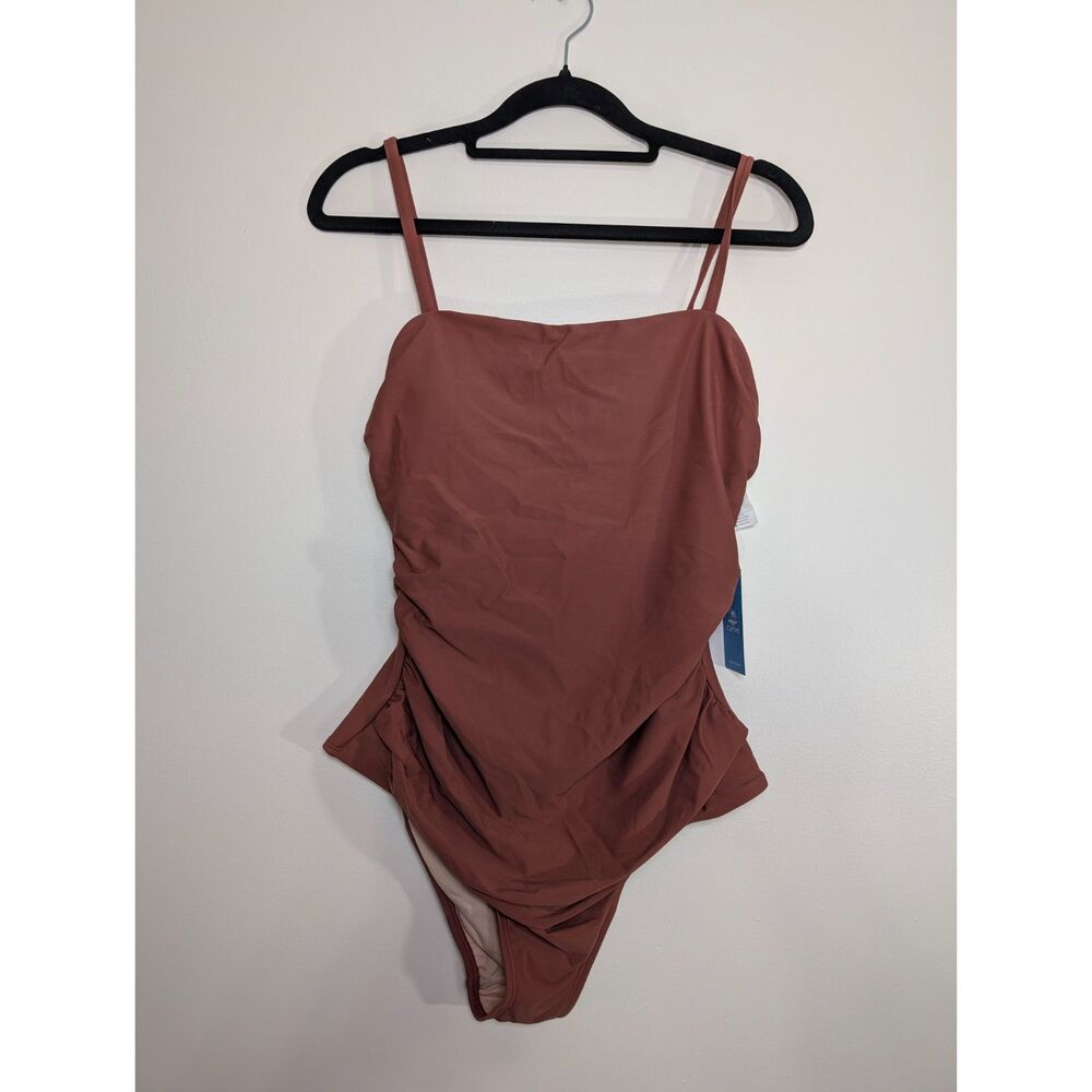 Cupshe NWT Blush Red Strappy Cutout One Piece Swimsuit Size M Tummy Control - Picture 2 of 10